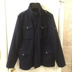 Ben Sherman Wool Blend Military Style Jacket  Coat Men’s size XL Fits L Navy